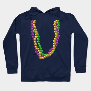 Mardi Gras Bead Necklaces in Purple, Green and Gold (White Background) Hoodie